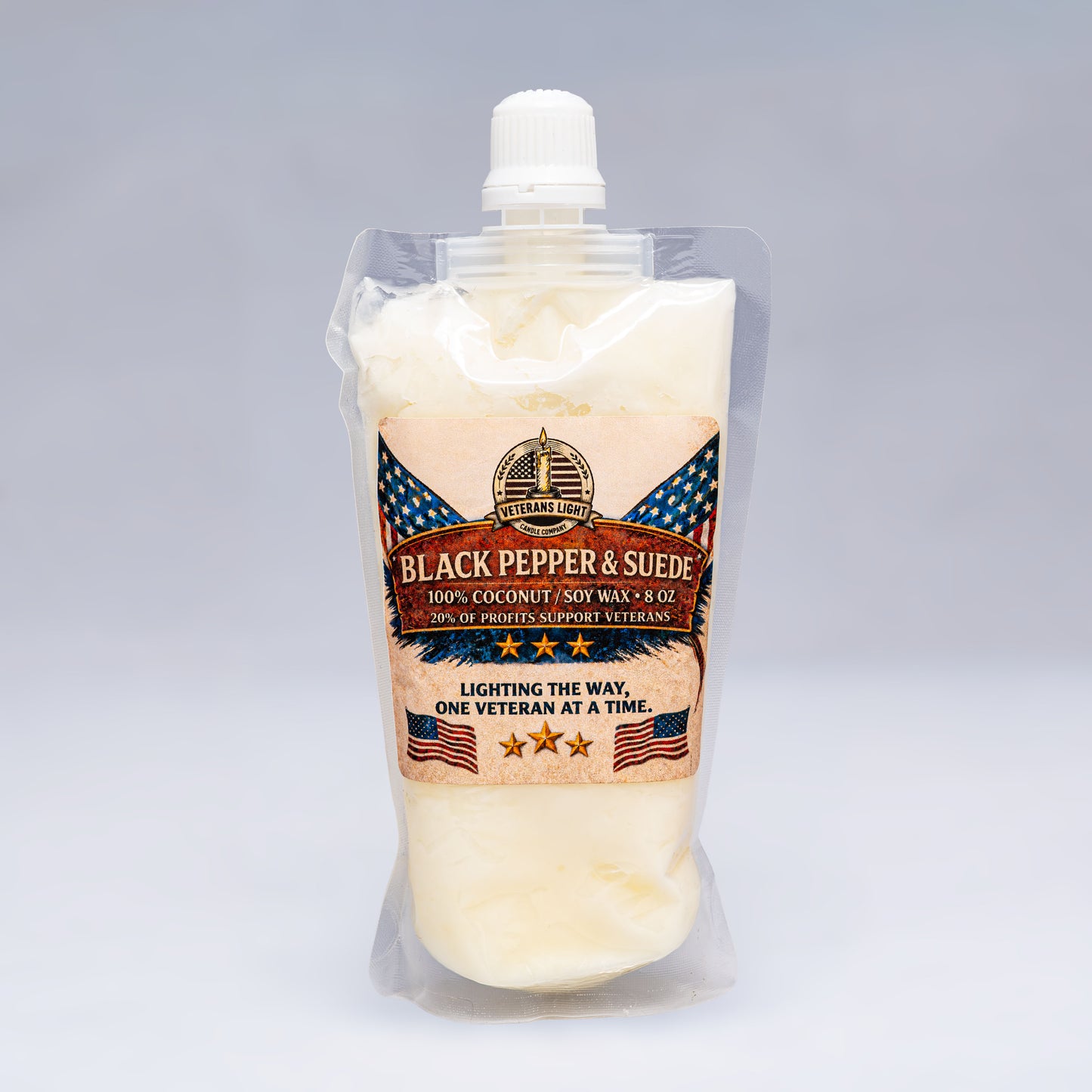 Veteran's Light - Black Pepper & Suede | Squeezable Wax Melt 8oz